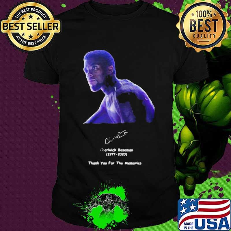 Rip black panther chadwick Boseman 1977 2020 thank you for the memories signature shirt