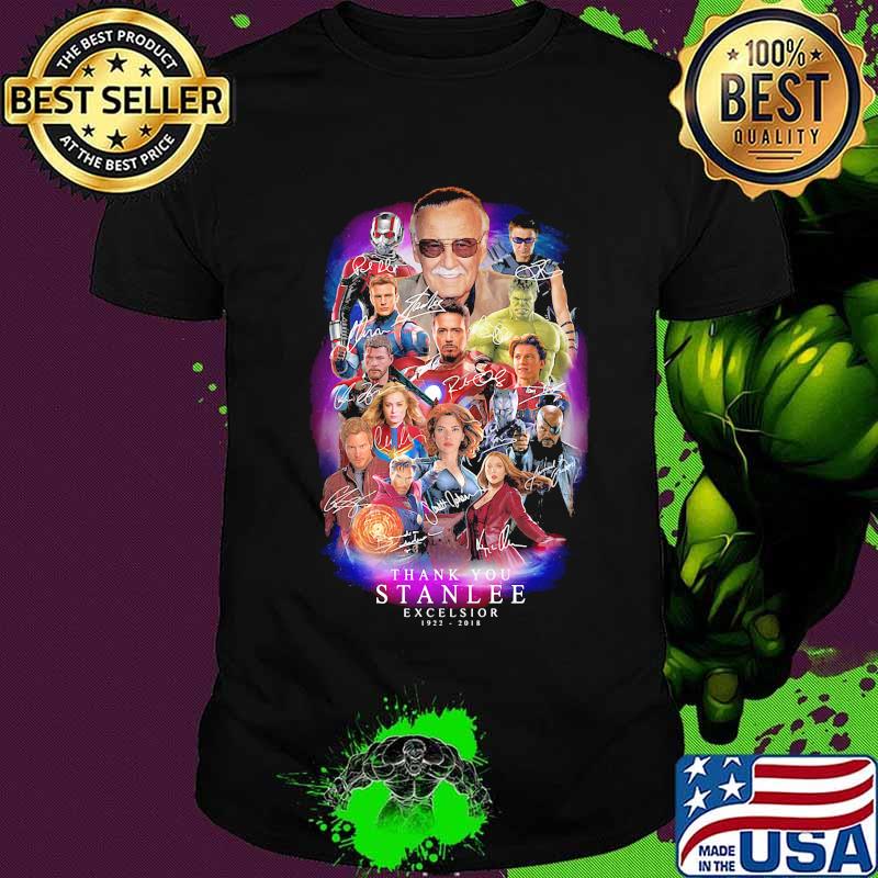 RIP Black Panther Marvel heroes thank you stan lee excelsior 1922 2018 signatures shirt