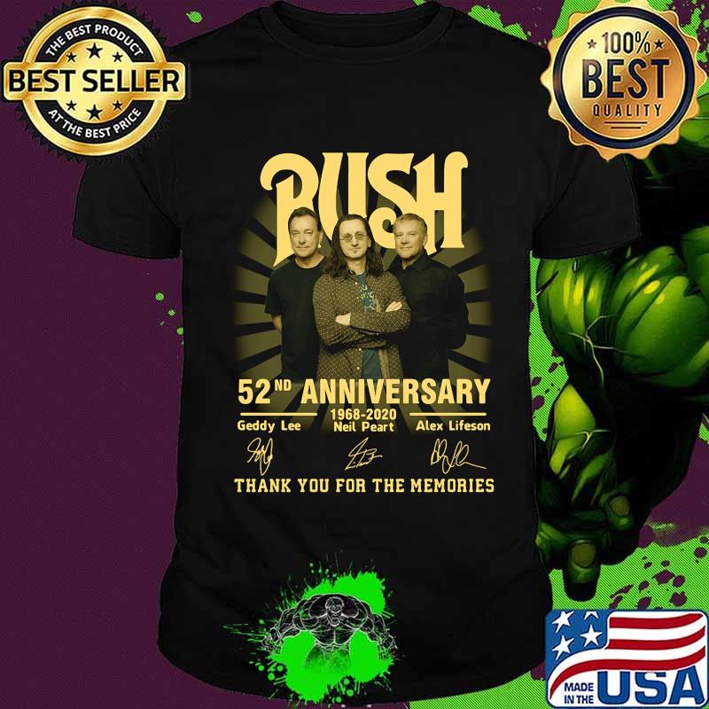 Rush 52nd anniversary 1968 2020 thank you for the memories signatures shirt