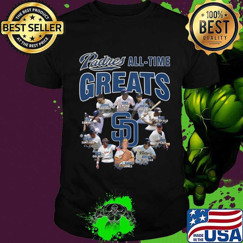 San diego padres baseball all time greats signatures shirt