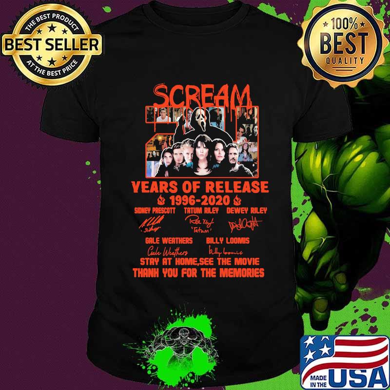 Scream 24 years of release 1996 2020 stay at home see the movie thank you for the memories signatures shirt