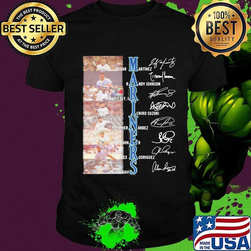 Seattle mariners baseball players signatures shirt