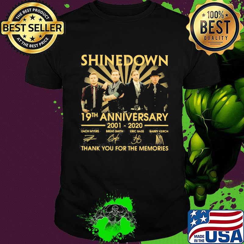 Shinedown 19th anniversary 2001 2020 thank you for the memories signatures shirt