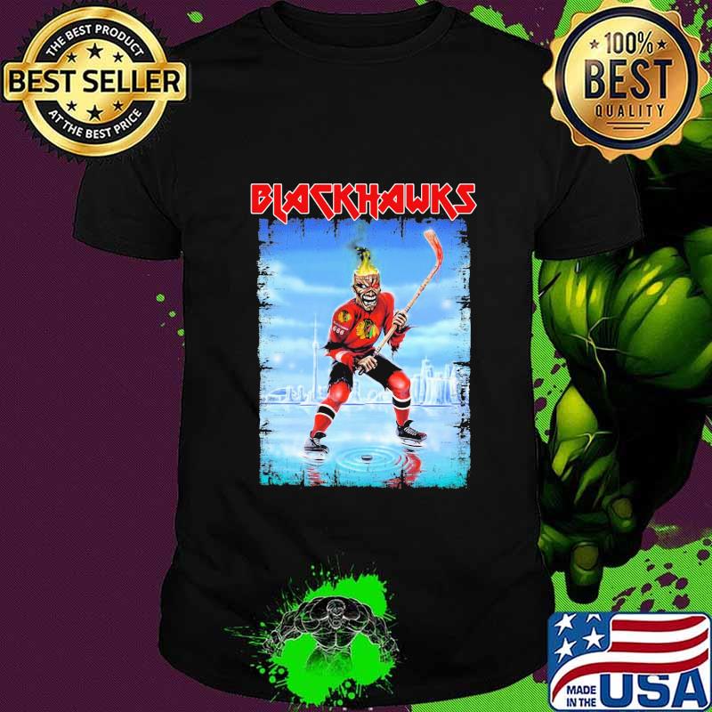 Skeleton chicago blackhawks player hockey snow shirt