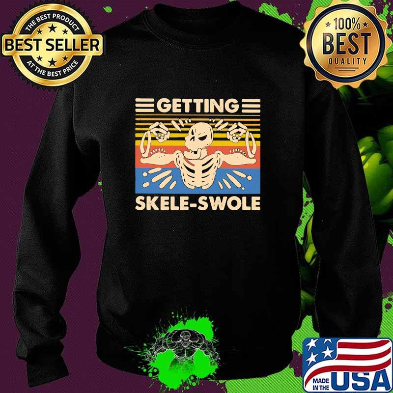 Skeleton getting skele-swole vintage retro s Sweater Skeleton getting skele-swole vintage retro s Sweater