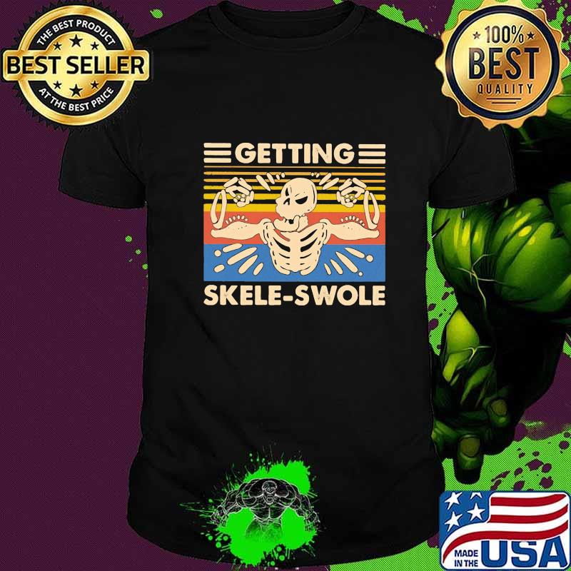 Skeleton getting skele-swole vintage retro shirt