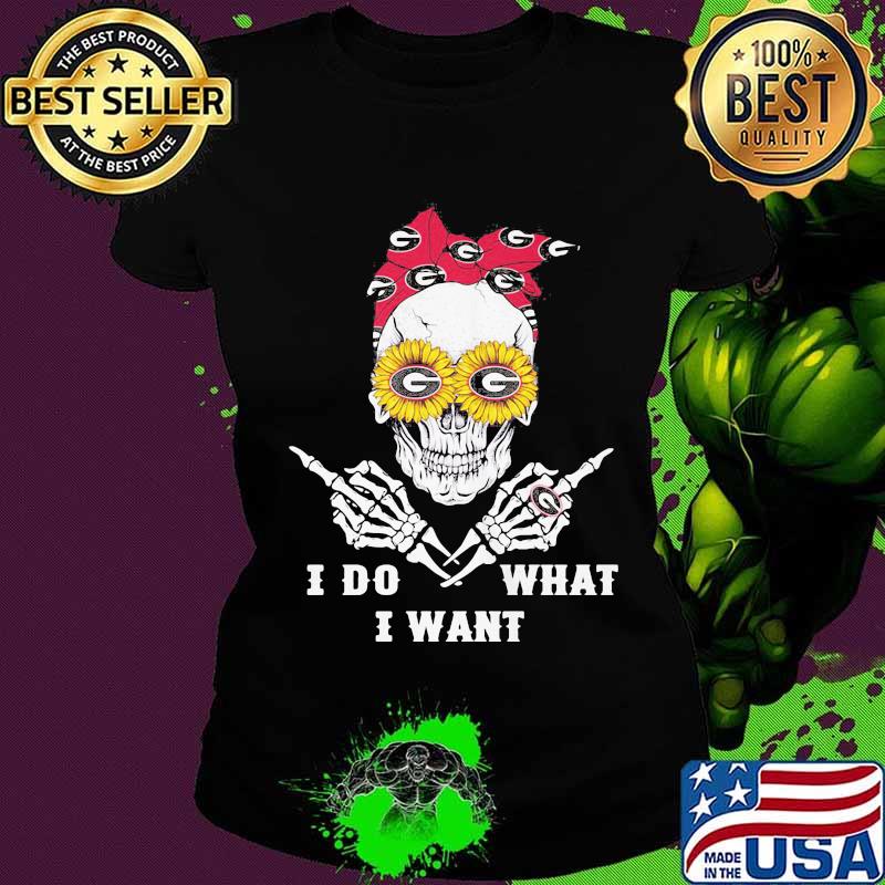 Skeleton green bay packers i do what i want sunflower s Ladies tee Skeleton green bay packers i do what i want sunflower s Ladies tee