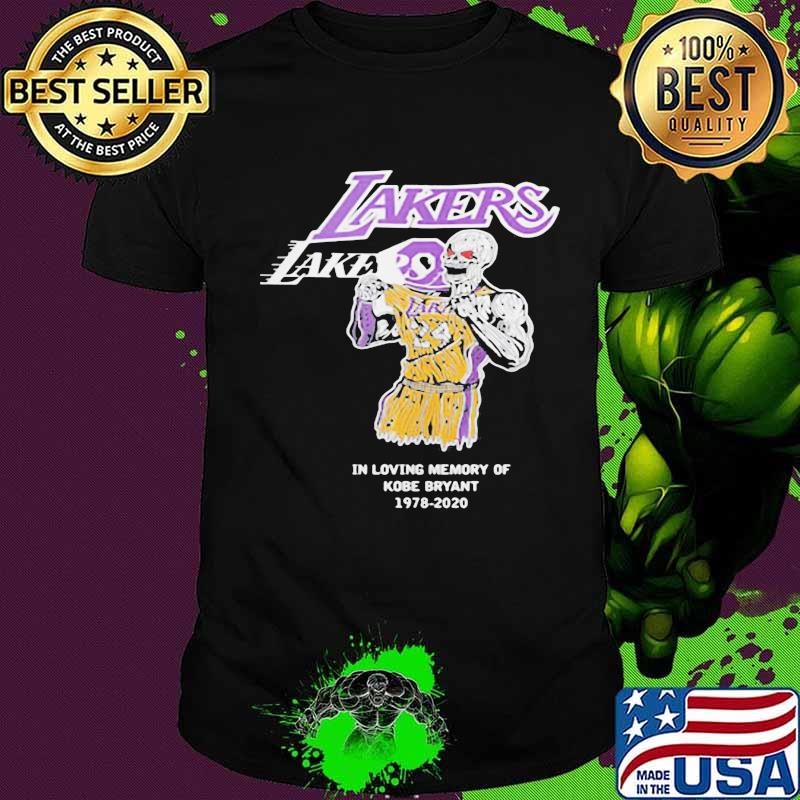 Skeleton los angeles lakers in loving memory of kobe bryant 1978 2020 shirt