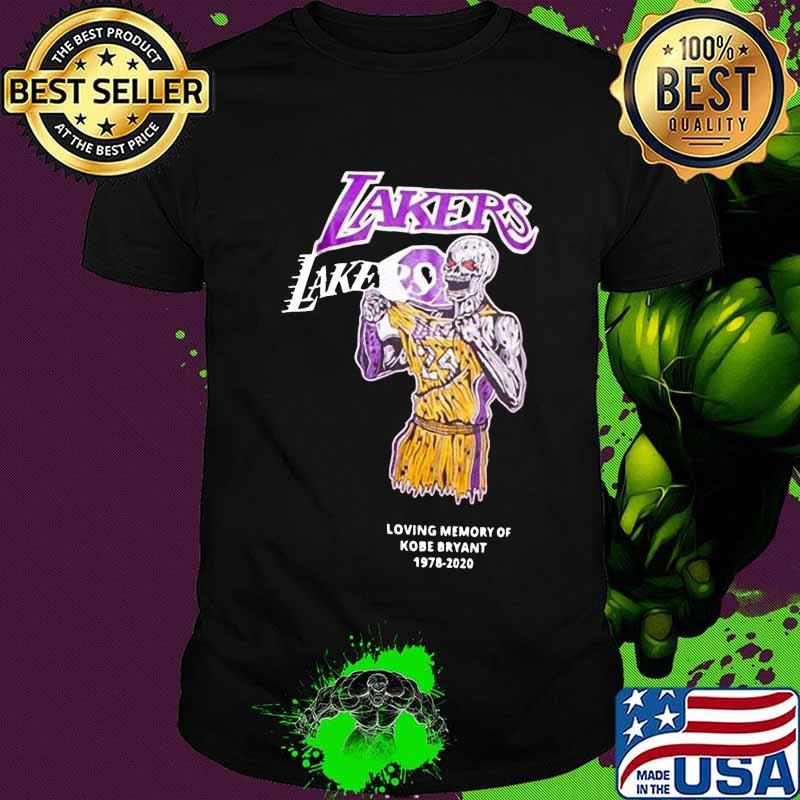 Skeleton los angeles lakers loving memory of kobe bryant 1978 2020 shirt