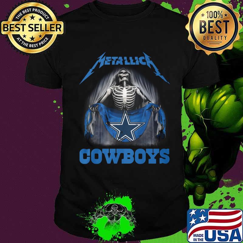 Skeleton metallica dallas cowboys flag shirt