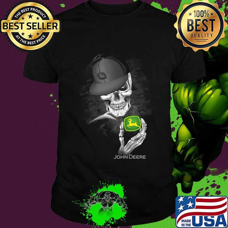 Skeleton skull john deere logo shirt