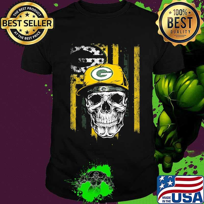 Skull green bay packers logo american flag independence day shirt