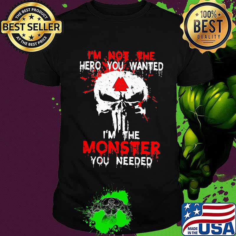 Skull i'm not the hero you wanted i'm the monster you needed shirt