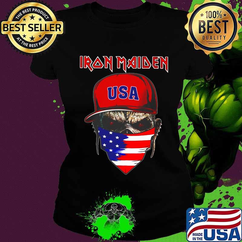 Skull iron maiden usa flag independence day s Ladies tee Skull iron maiden usa flag independence day s Ladies tee