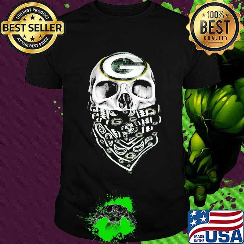Skull mask green bay packers football logo shirt