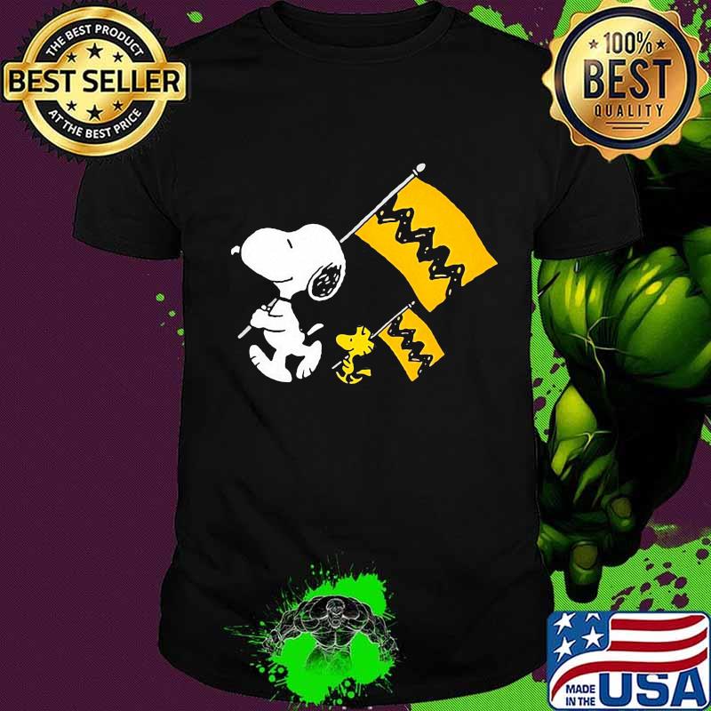 Snoopy and woodstock holding flag shirt
