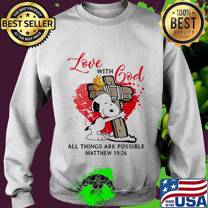 Snoopy and woodstock love with god all things are possible matthew 19 26 s Sweater Snoopy and woodstock love with god all things are possible matthew 19 26 s Sweater