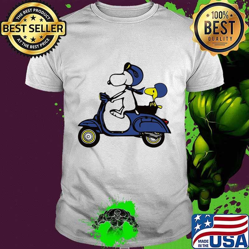 Snoopy and woodstock riding a motorcycle shirt