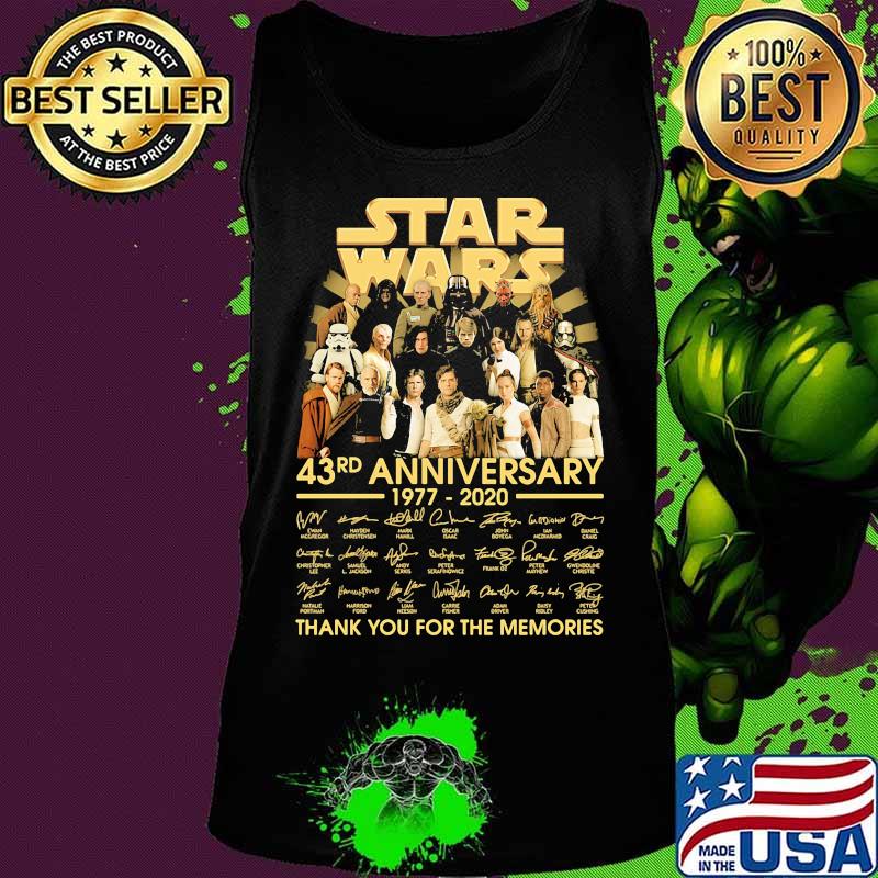 Star wars 43rd anniversary 1977 2020 thank you for the memories signatures s Tank top Star wars 43rd anniversary 1977 2020 thank you for the memories signatures s Tank top