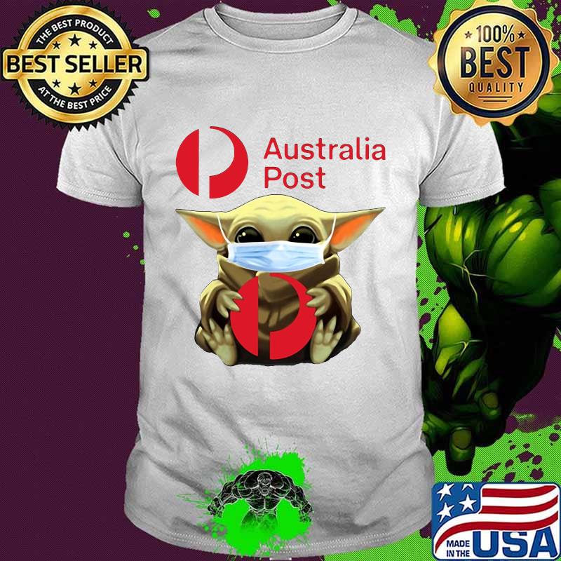 Star wars baby yoda mask hug australia post shirt