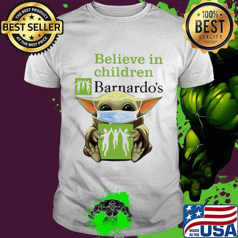 Star wars baby yoda mask hug believe in children barnardo's shirt Star wars baby yoda mask hug believe in children barnardo's shirt