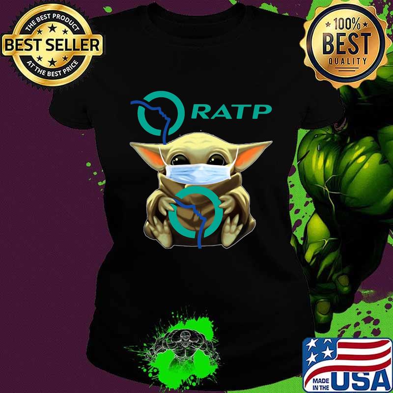 Star wars baby yoda mask hug ratp s Ladies tee Star wars baby yoda mask hug ratp s Ladies tee