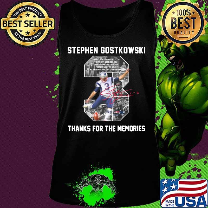 Stephen gostkowski 3 new england patriots thanks for the memories signature s Tank top Stephen gostkowski 3 new england patriots thanks for the memories signature s Tank top