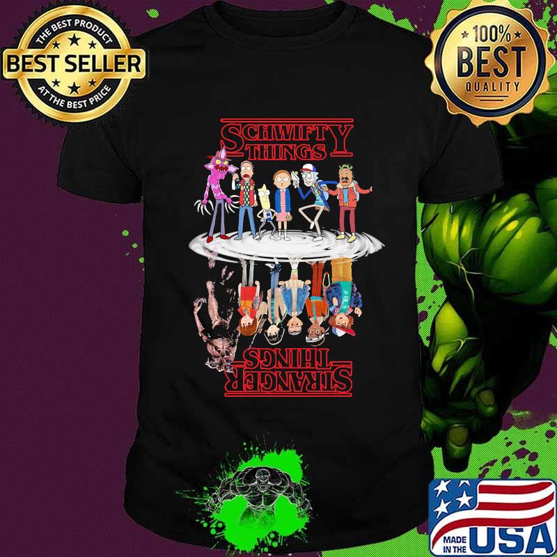 Stranger things movie rick and morty characters water reflection shirt