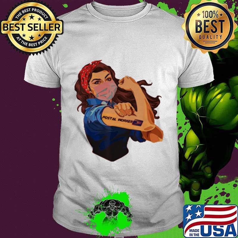 Strong woman mask tattoos united states postal service shirt