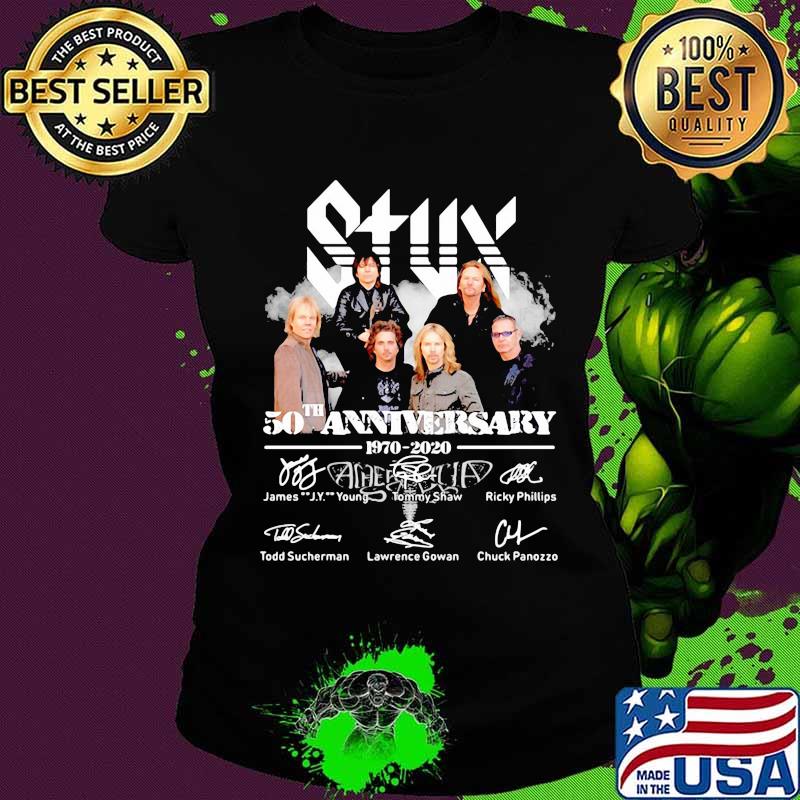Styx 50th anniversary 1970 2020 thank you for the memories signatures s Ladies tee Styx 50th anniversary 1970 2020 thank you for the memories signatures s Ladies tee