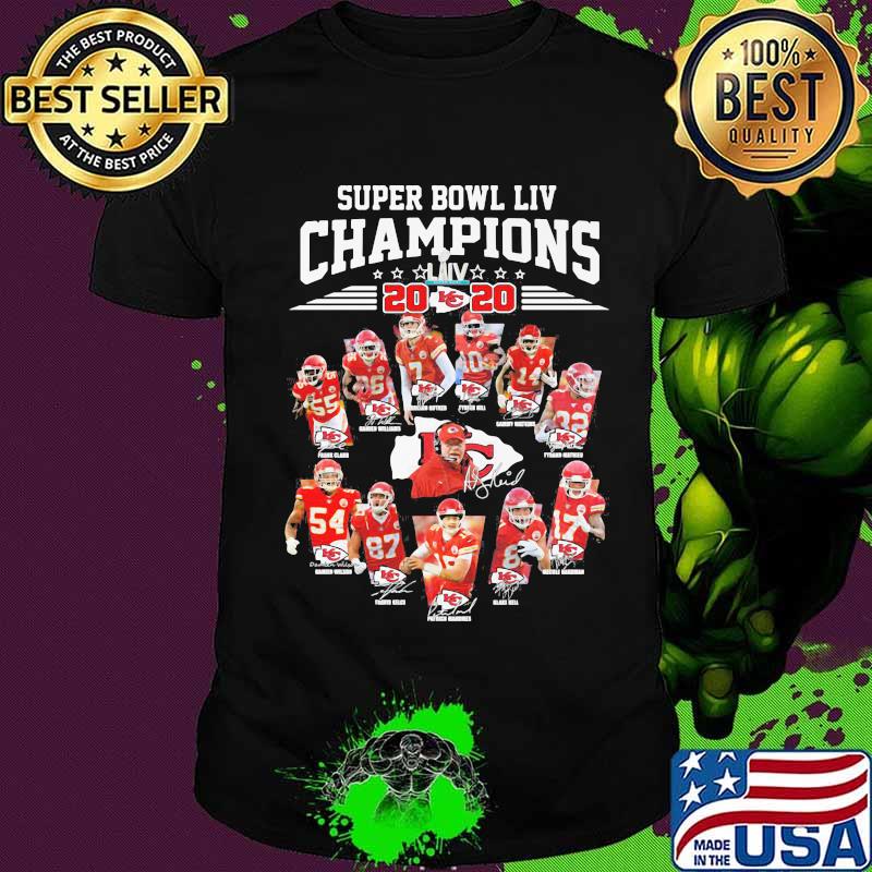 Super bowl liv champions kansas city chiefs football signatures shirt