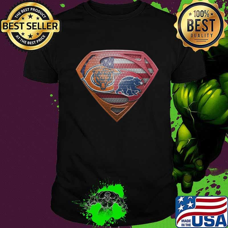 Superman chicago bears and chicago cubs american flag independence day shirt