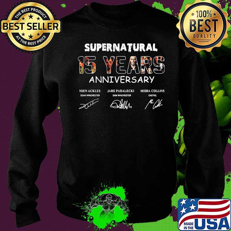 Supernatural 15 years anniversary characters signatures s Sweater Supernatural 15 years anniversary characters signatures s Sweater