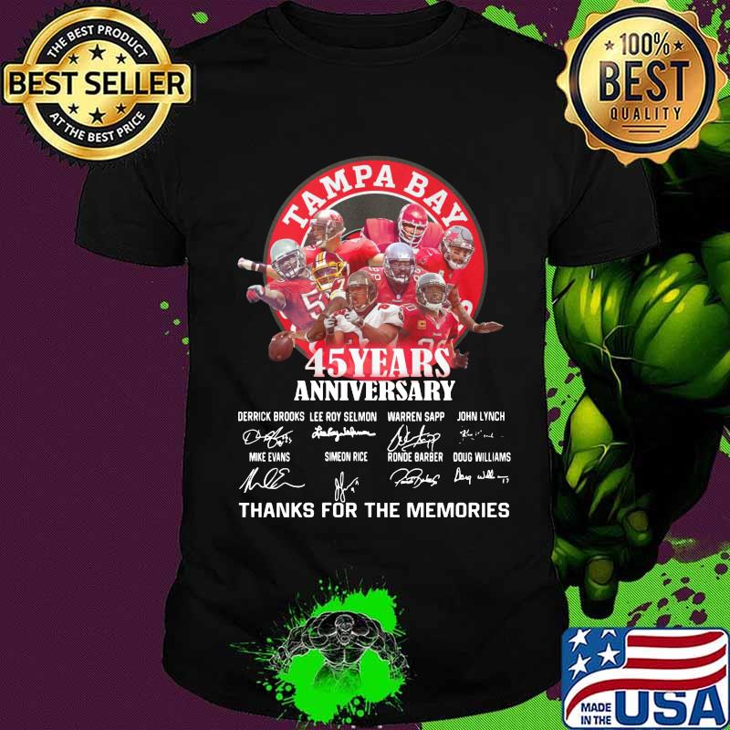 Tampa bay buccaneers 45 years anniversary thank you for the memories signatures shirt