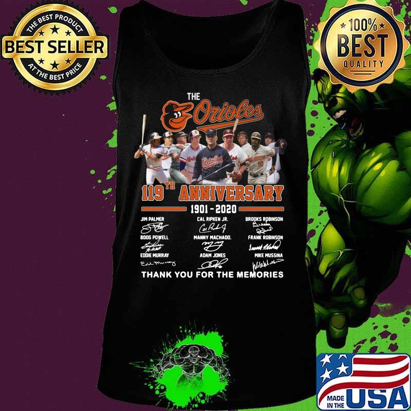The baltimore orioles 119th anniversary 1901 2020 thank you for the memories signatures s Tank top The baltimore orioles 119th anniversary 1901 2020 thank you for the memories signatures s Tank top