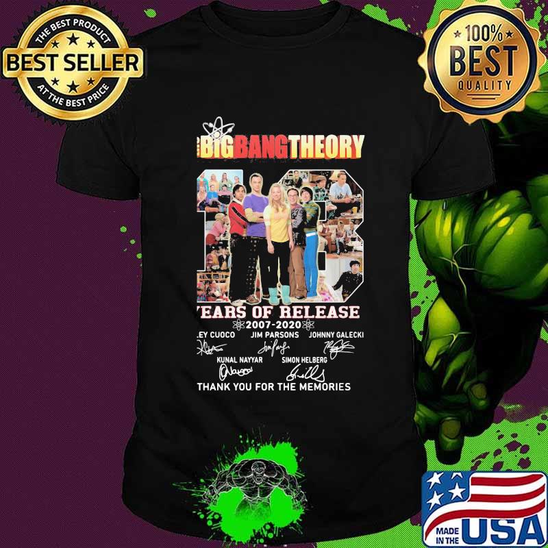 The big bang theory 18 years of release 2007 2020 thank you for the memories signatures shirt