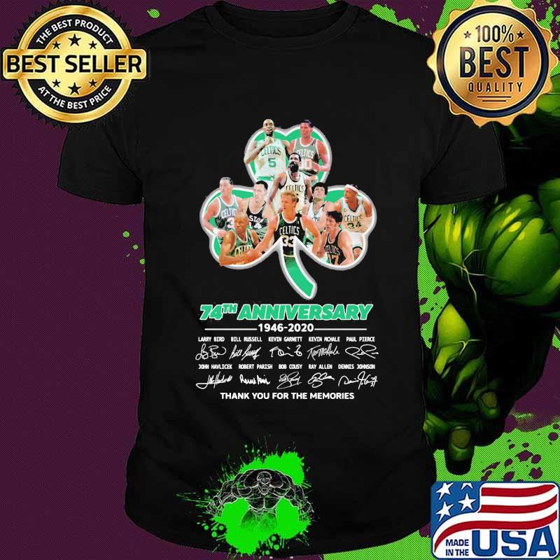 The boston celtics 74th anniversary 1946 2020 thank you for the memories signatures shirt