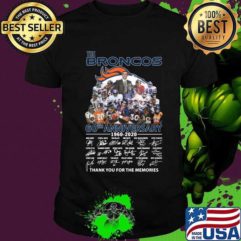 The broncos 60th anniversary 1960 2020 thank you for the memories signatures shirt