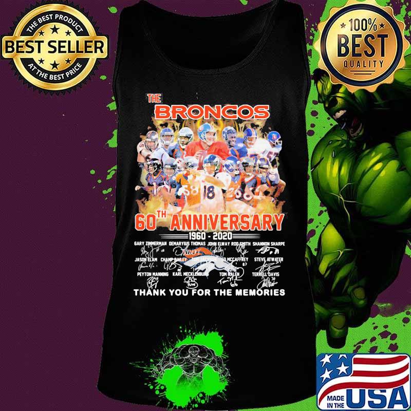 The broncos 60th anniversary 1960 2021 thank you for the memories signatures s Tank top The broncos 60th anniversary 1960 2021 thank you for the memories signatures s Tank top