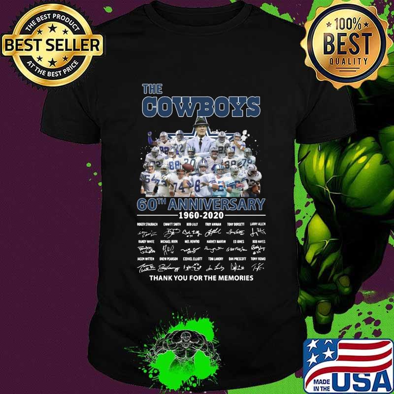 The dallas cowboys 60th anniversary 1960 2020 thank you for the memories signatures shirt