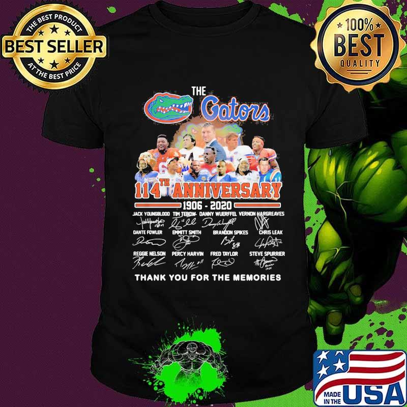 The florida gator 114th anniversary 1906 2020 thank you for the memories signatures shirt