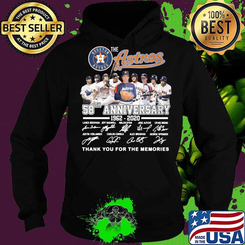 The houston astros 58th anniversary 1962 2020 thank you for the memories signatures s Hoodie The houston astros 58th anniversary 1962 2020 thank you for the memories signatures s Hoodie