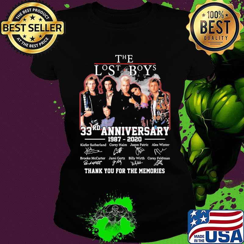 The lost boys 33rd anniversary 1987 2020 thank you for the memories signatures s Ladies tee The lost boys 33rd anniversary 1987 2020 thank you for the memories signatures s Ladies tee