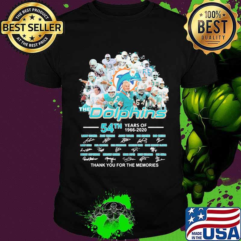 The miami dolphins 54th years of 1966 2020 thank you for the memories signatures shirt
