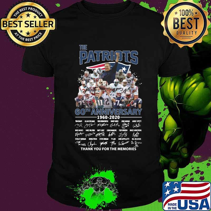The new england patriots 60th anniversary 1960 2020 thank you for the memories signatures shirt