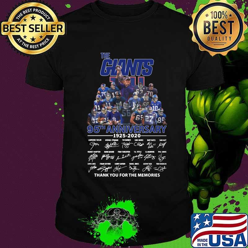 The new york giants 95th anniversary 1925 2020 thank you for the memories signatures shirt