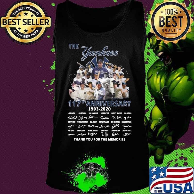 The new york yankees 117th anniversary 1903 2020 thank you for the memories signatures s Tank top The new york yankees 117th anniversary 1903 2020 thank you for the memories signatures s Tank top