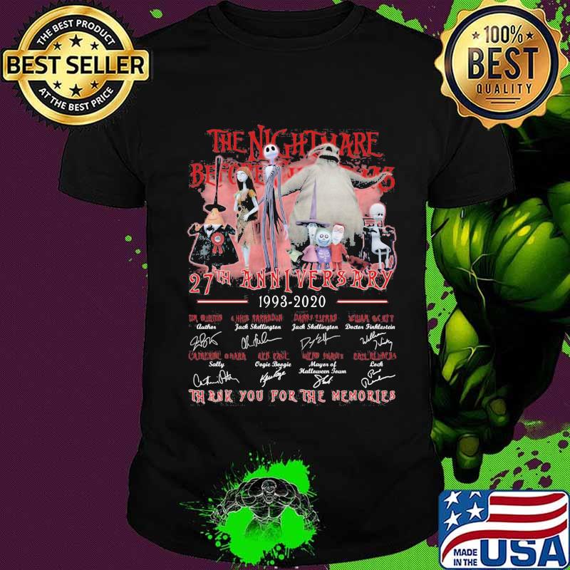 The nightmare before christmas 27th anniversary 1993 2021 thank you for the memories signatures shirt