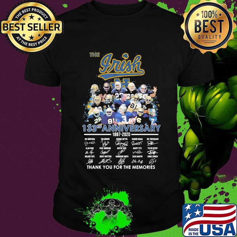 The notre dame fighting irish 133rd anniversary 1887 2020 thank you for the memories signatures shirt