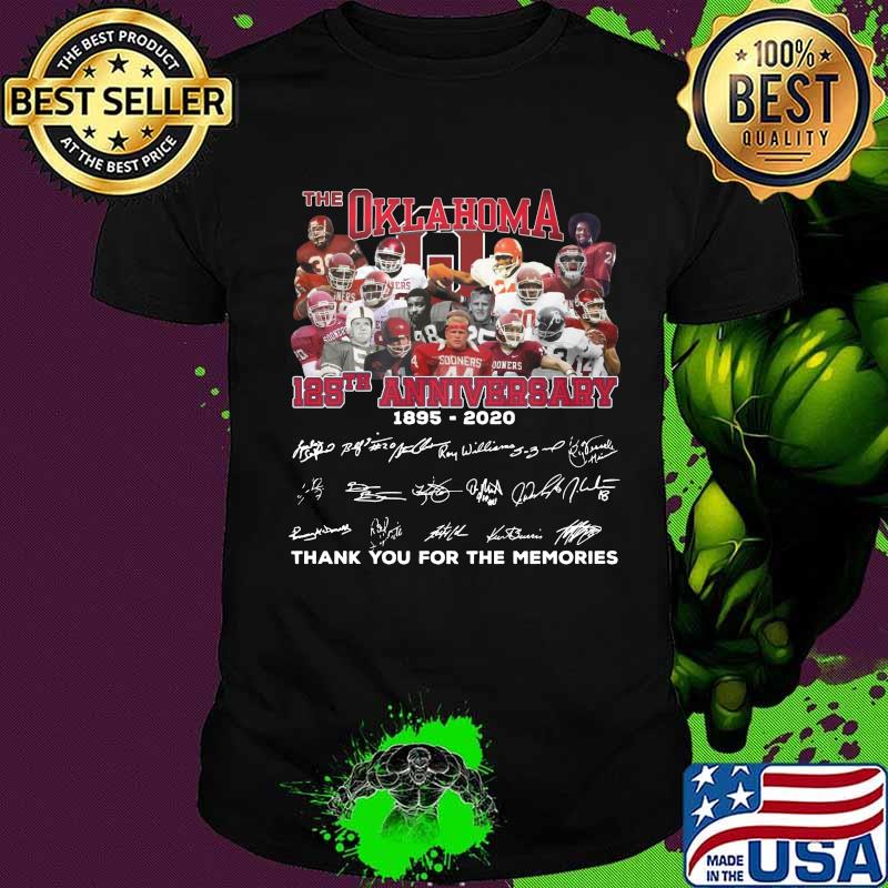 The oklahoma sooners 125th anniversary 1895 2020 thank you for the memories signatures shirt